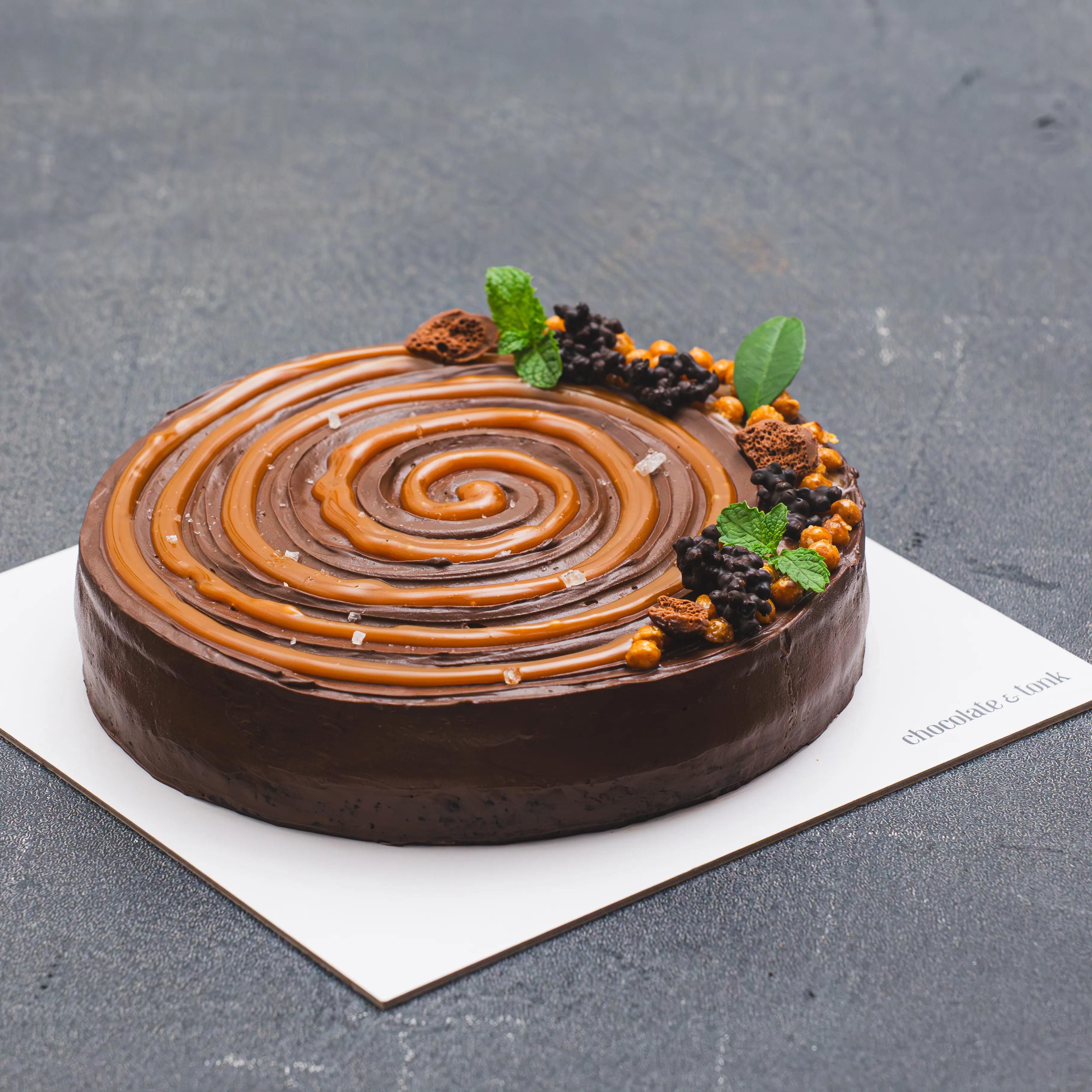 Decadent chocolate cake with salted caramel