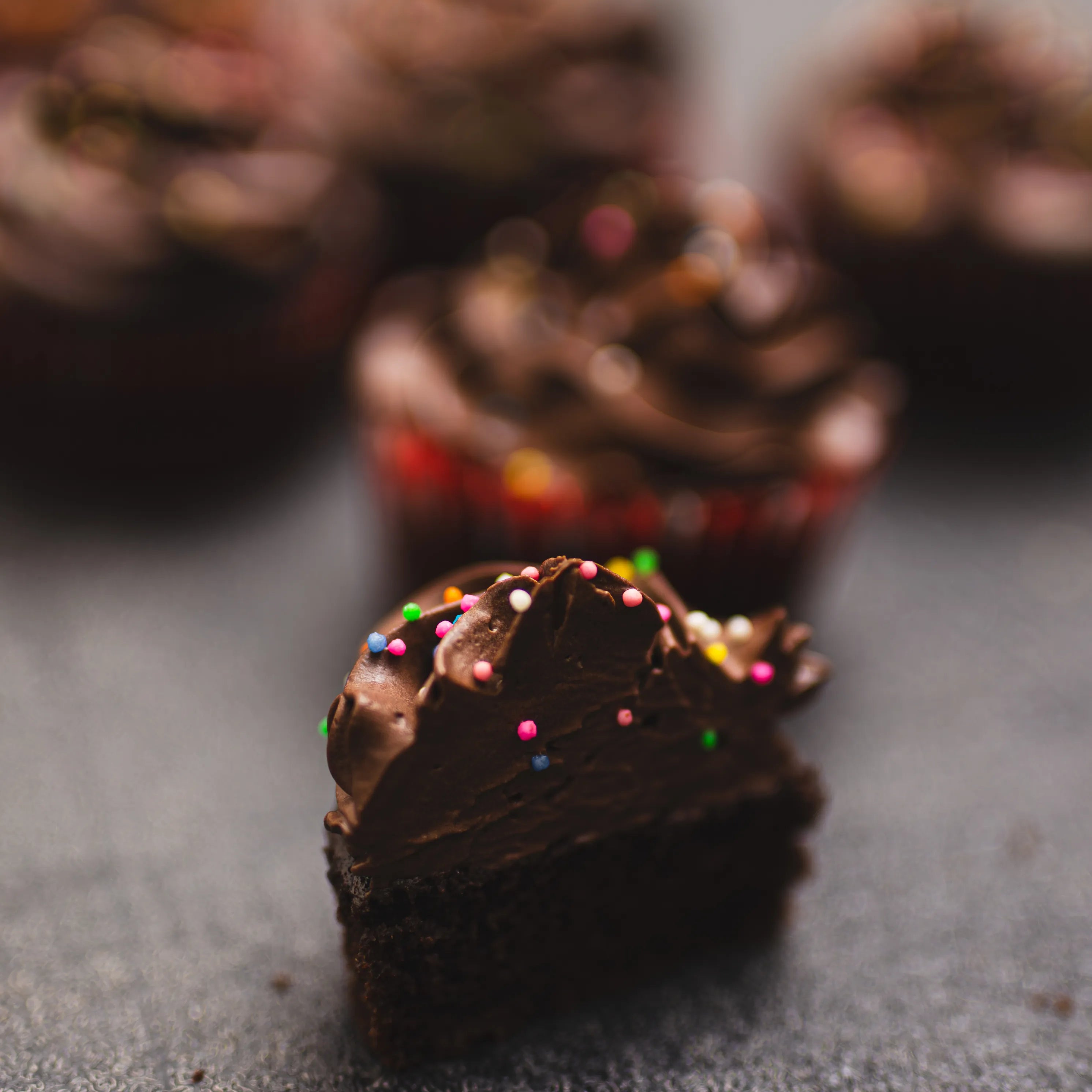 Decadent chocolate cupcakes with fluffy whipped chocolate frosting